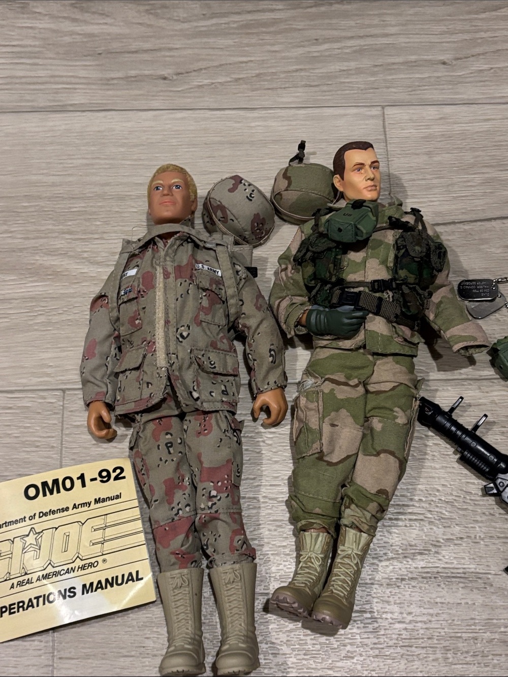 1992 Duke GIJoe Action Figures with Weapons and Owners Manual Dog Tags